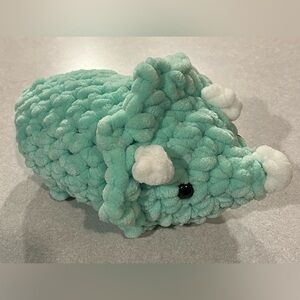 Handmade Crochet Mint Green Triceratops Dinosaur Plush